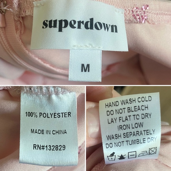 Superdown Fifi Mesh Mini Dress Pink Glitter Heart Print Bodycon Party Sz Medium - Picture 12 of 12